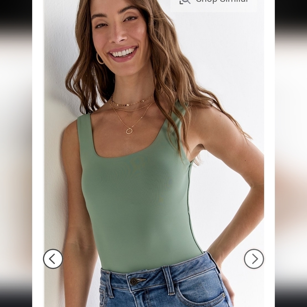 yummi by francesca's Sleeveless Square Neck Bodysuit NWT Sage Sz XS